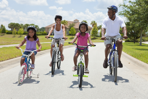 family biking