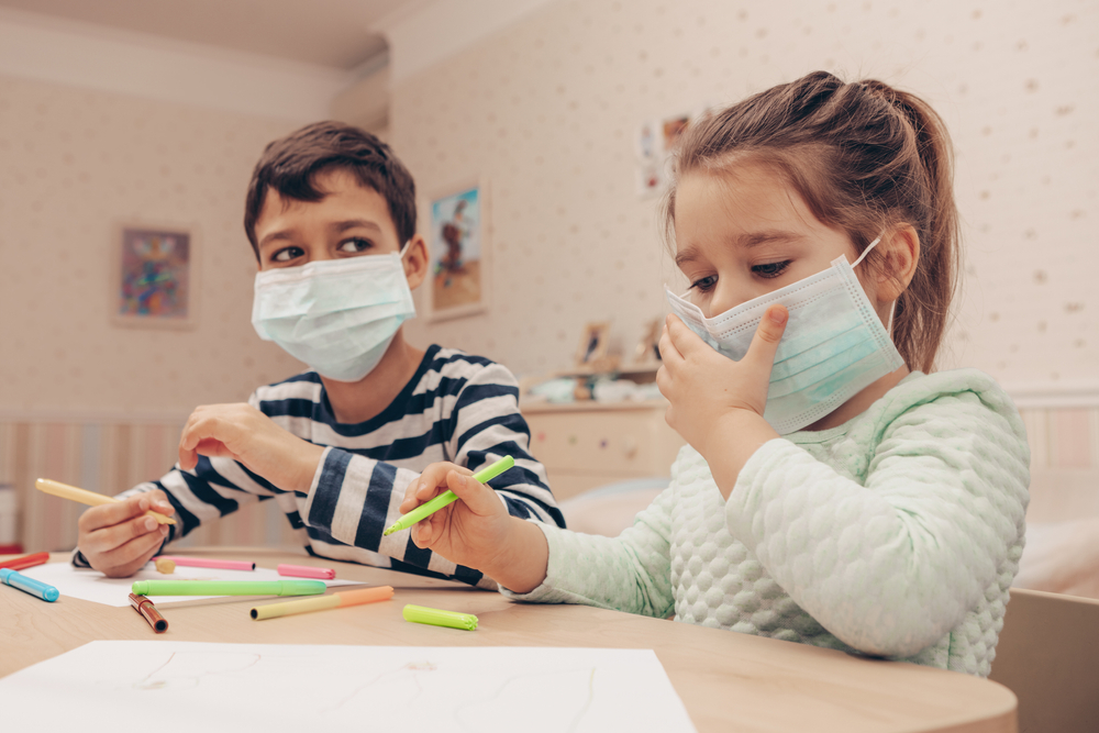 children in masks